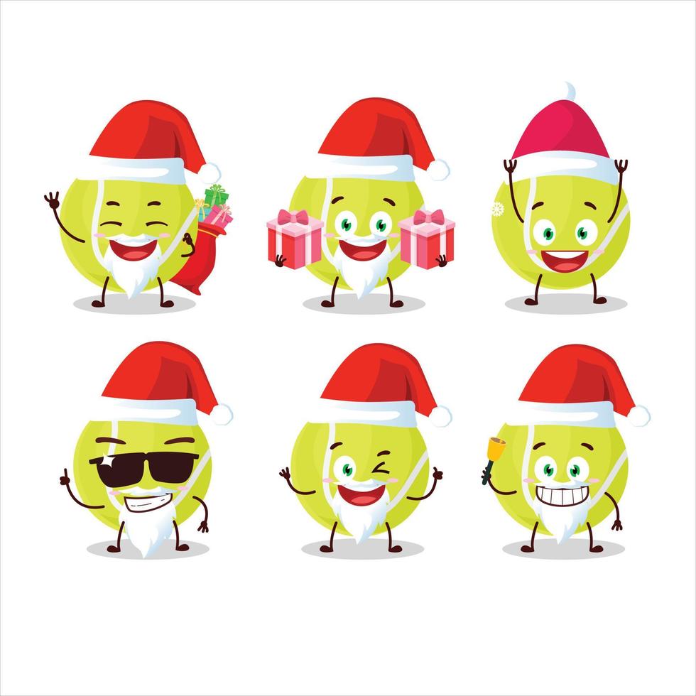 Santa Claus emoticon con tennis palla cartone animato personaggio vettore