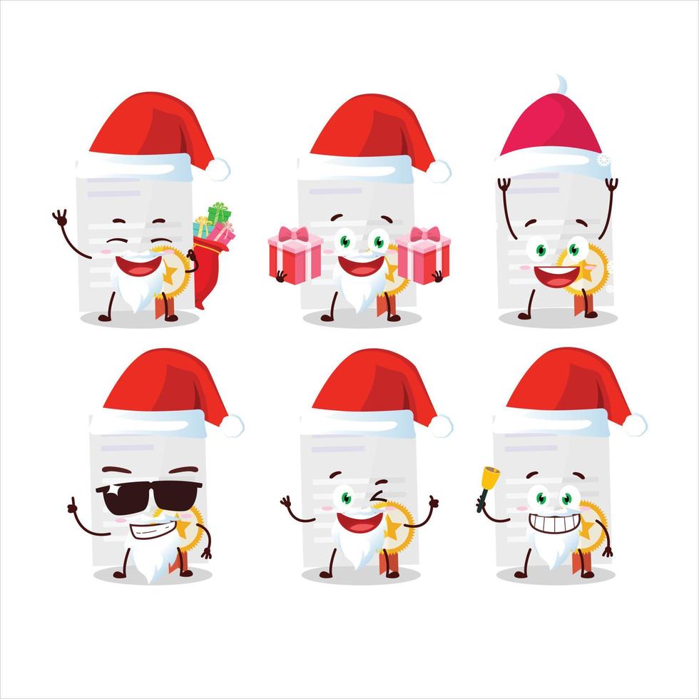 Santa Claus emoticon con premio diploma cartone animato personaggio vettore