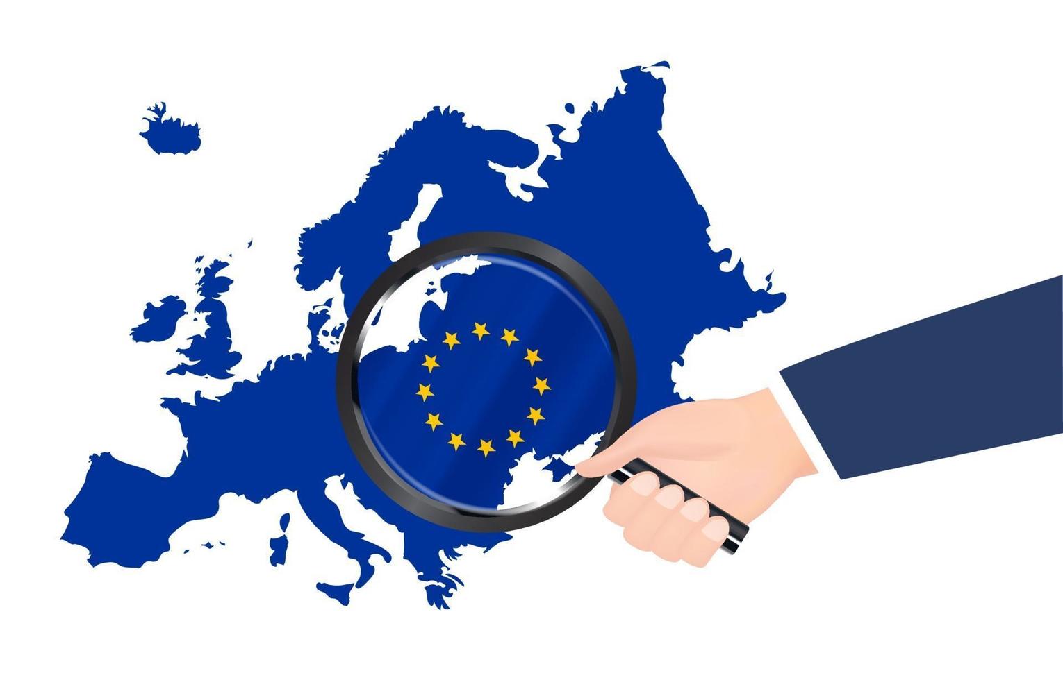 ricerca della lente di ingrandimento sul vettore della mappa dell'Europa