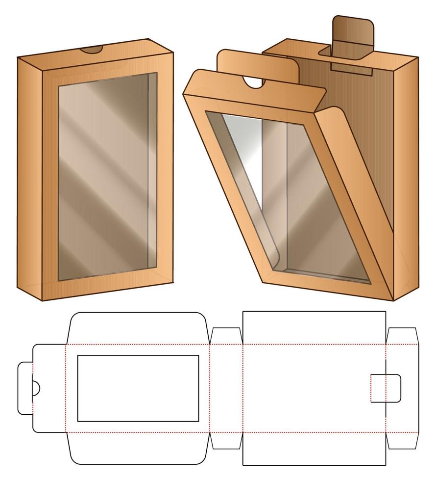 disegno del modello fustellato di imballaggio della scatola. Modello 3d vettore