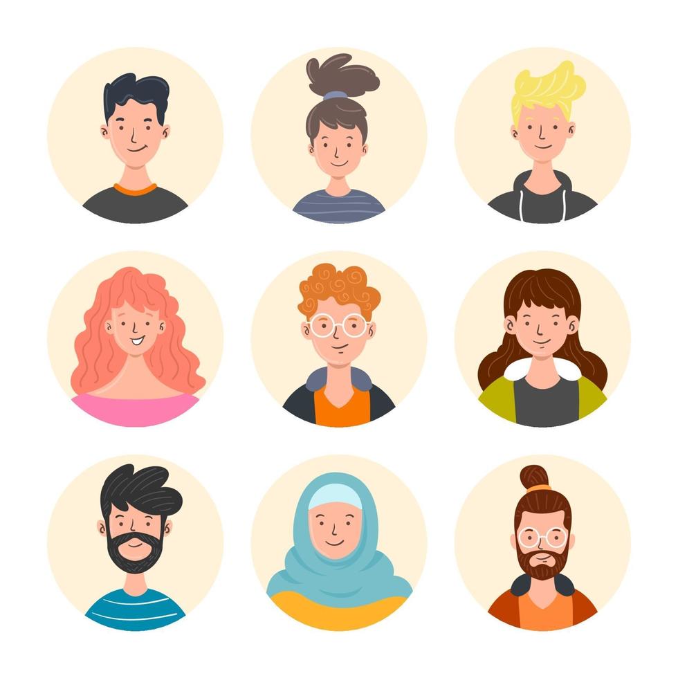 set di avatar di persone in generale vettore