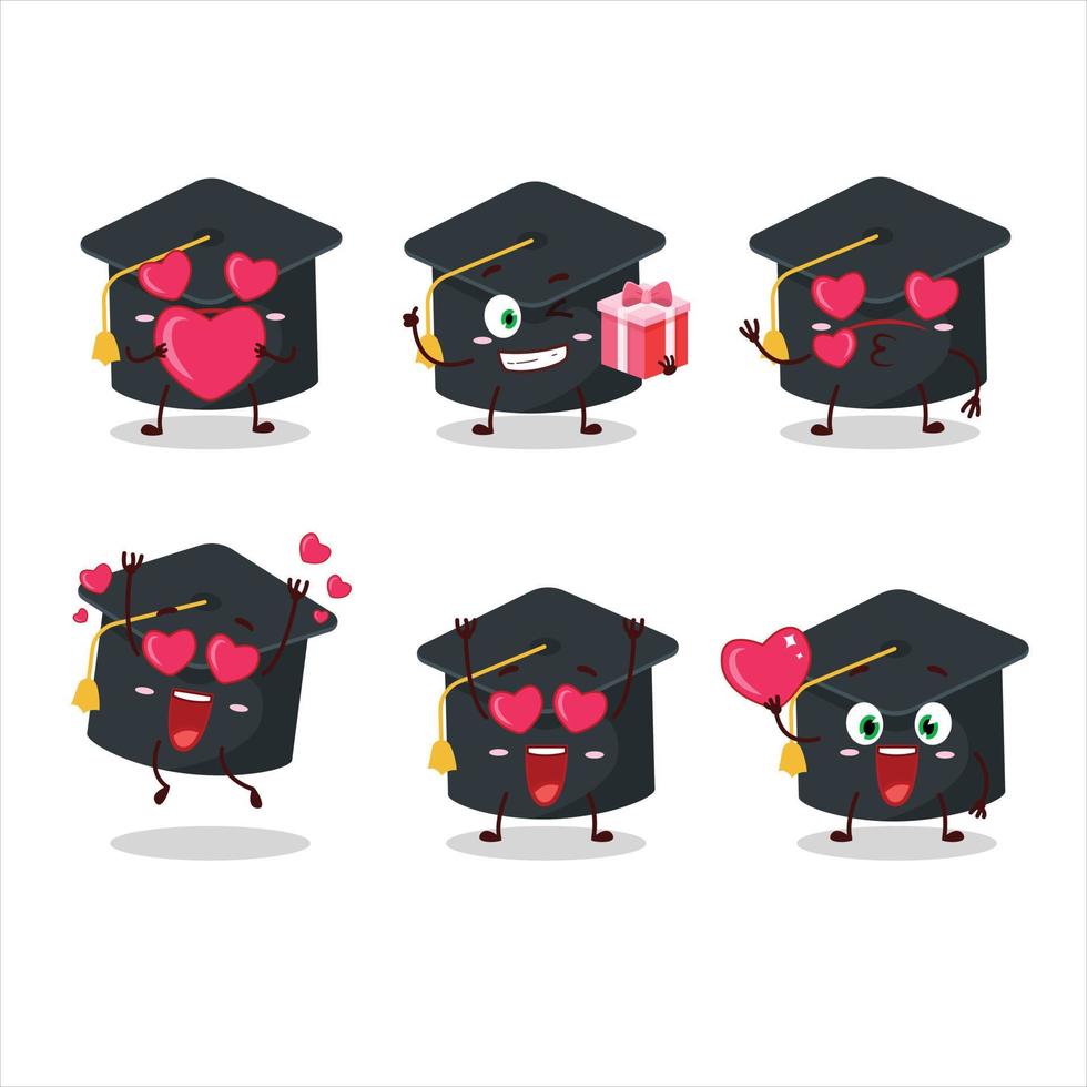 Università caldo cartone animato personaggio con amore carino emoticon vettore