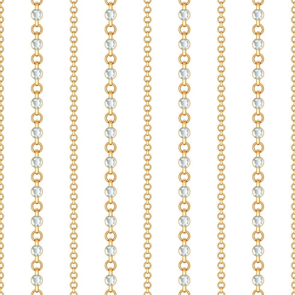 Seamless pattern di linee catena d'oro su sfondo bianco. illustrazione vettoriale