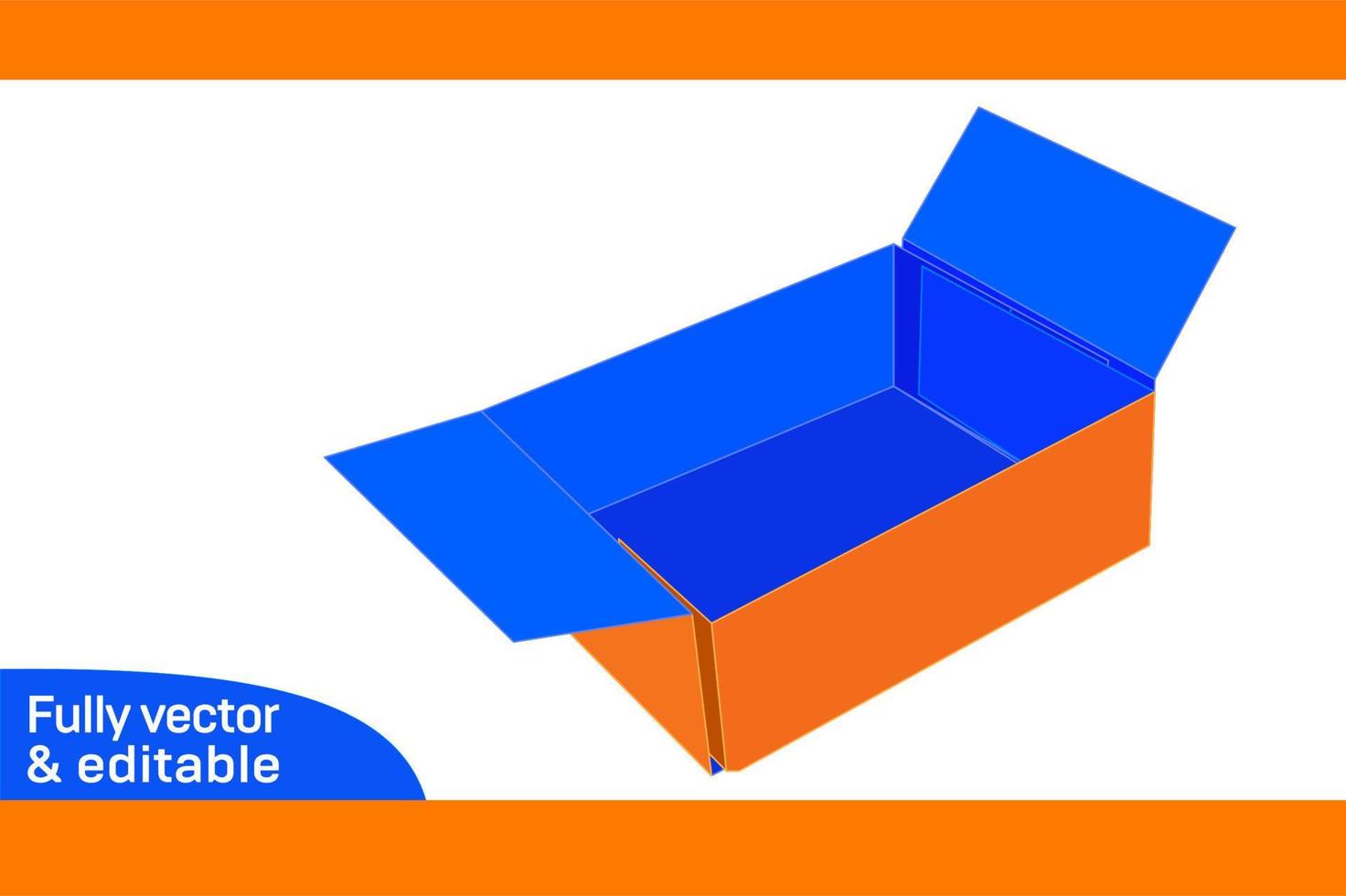 vassoio ondulato pieghevole scatola Dieline modello e 3d scatola design3d scatola vettore