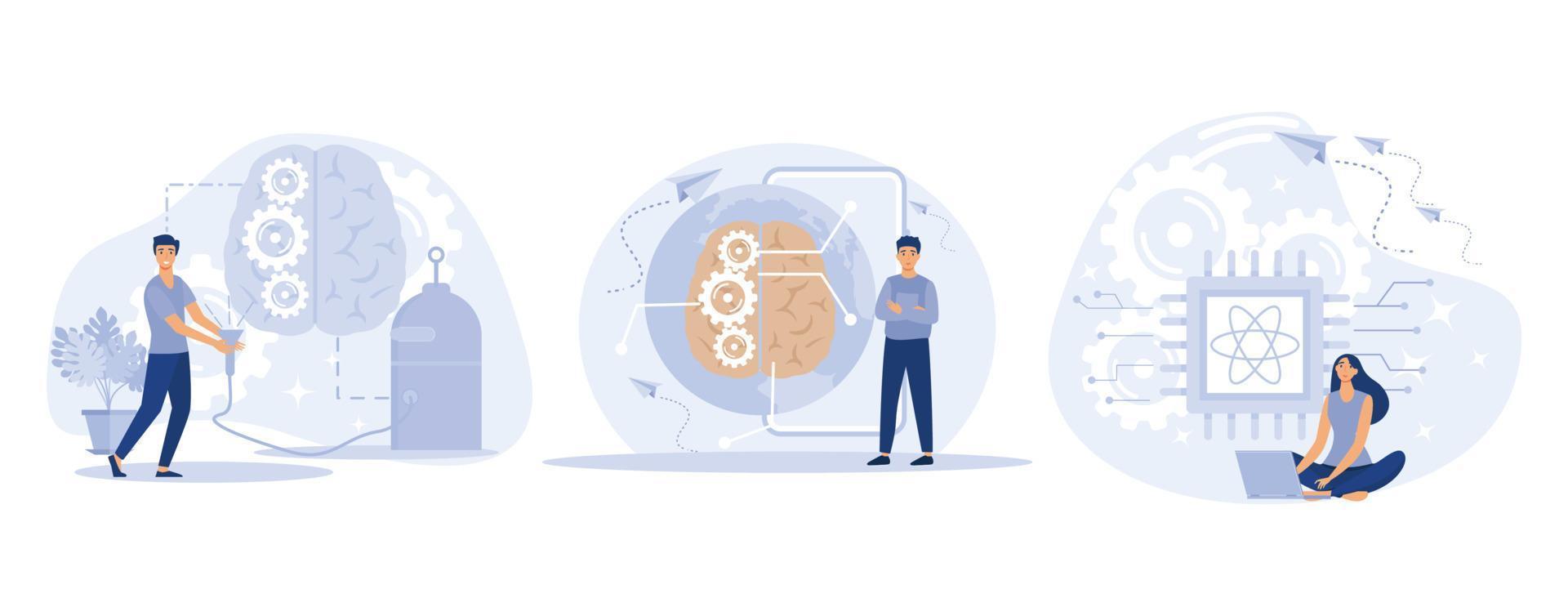 innovativo informazione tecnologia concetto, Augmented intelligenza, tecnologico singolarità, quantistico informatica, computer scienza, impostato piatto vettore moderno illustrazione