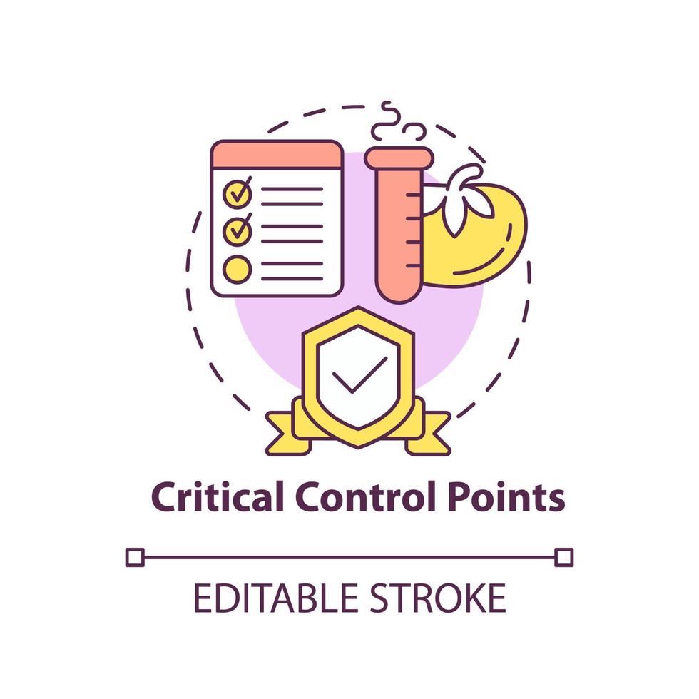 critico controllo punti concetto icona. impedire e ridurre rischi. haccp sistema elemento astratto idea magro linea illustrazione. isolato schema disegno. modificabile ictus vettore