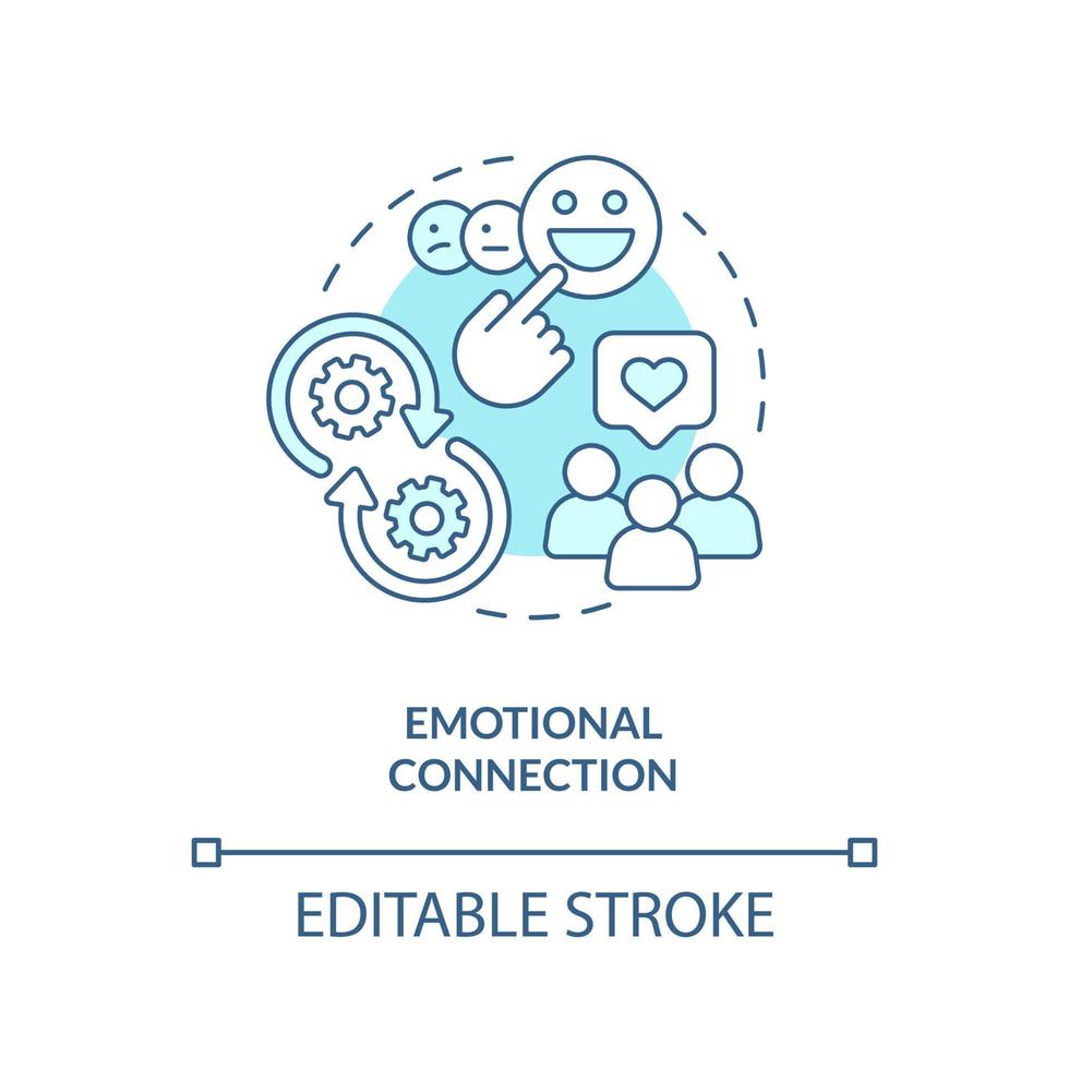 emotivo connessione turchese concetto icona. modo per sviluppare marca longevità astratto idea magro linea illustrazione. isolato schema disegno. modificabile ictus vettore