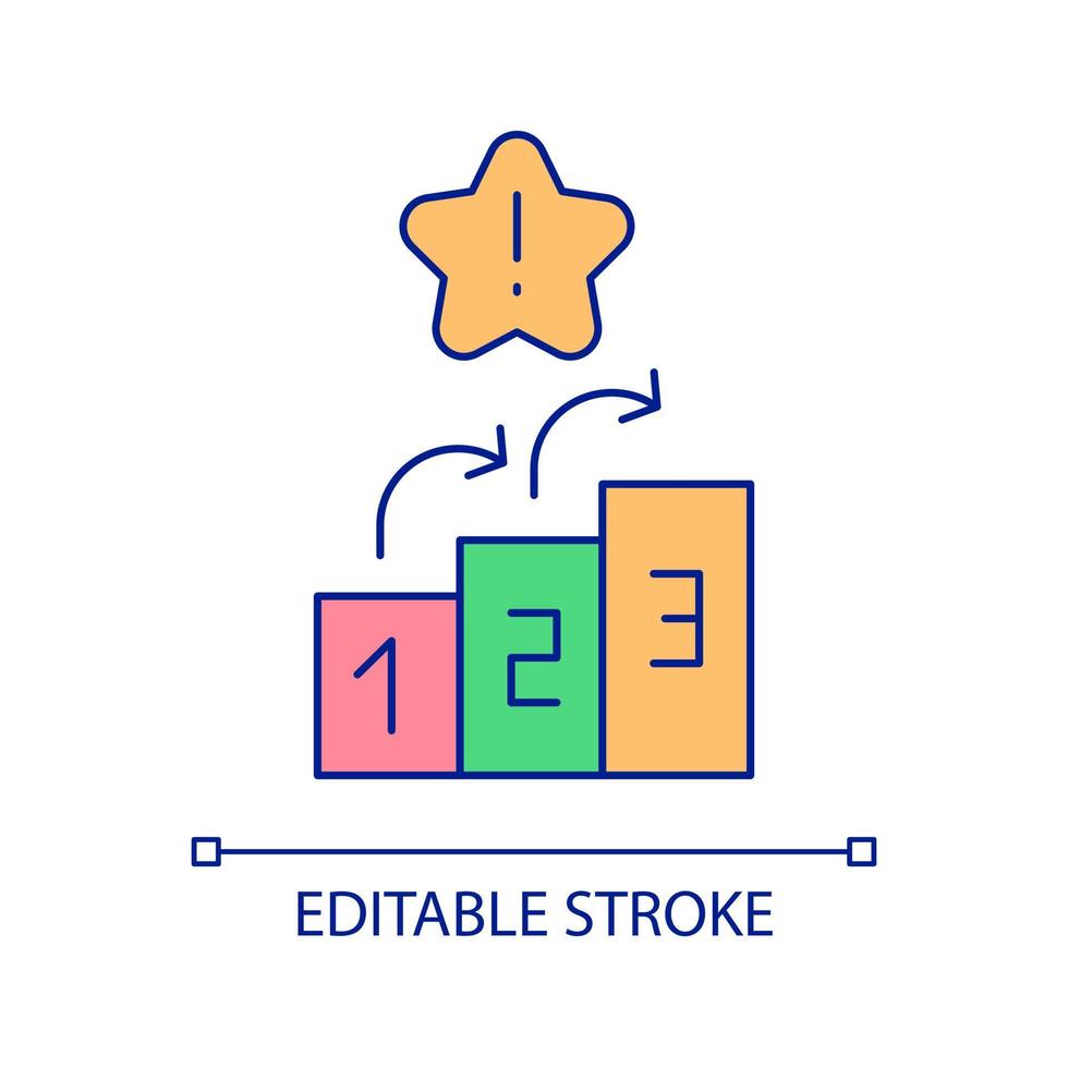 problemi con carriera crescita rgb colore icona. difficile per ottenere ricompensa. stadi di concorrenza. premio posti. isolato vettore illustrazione. semplice pieno linea disegno. modificabile ictus