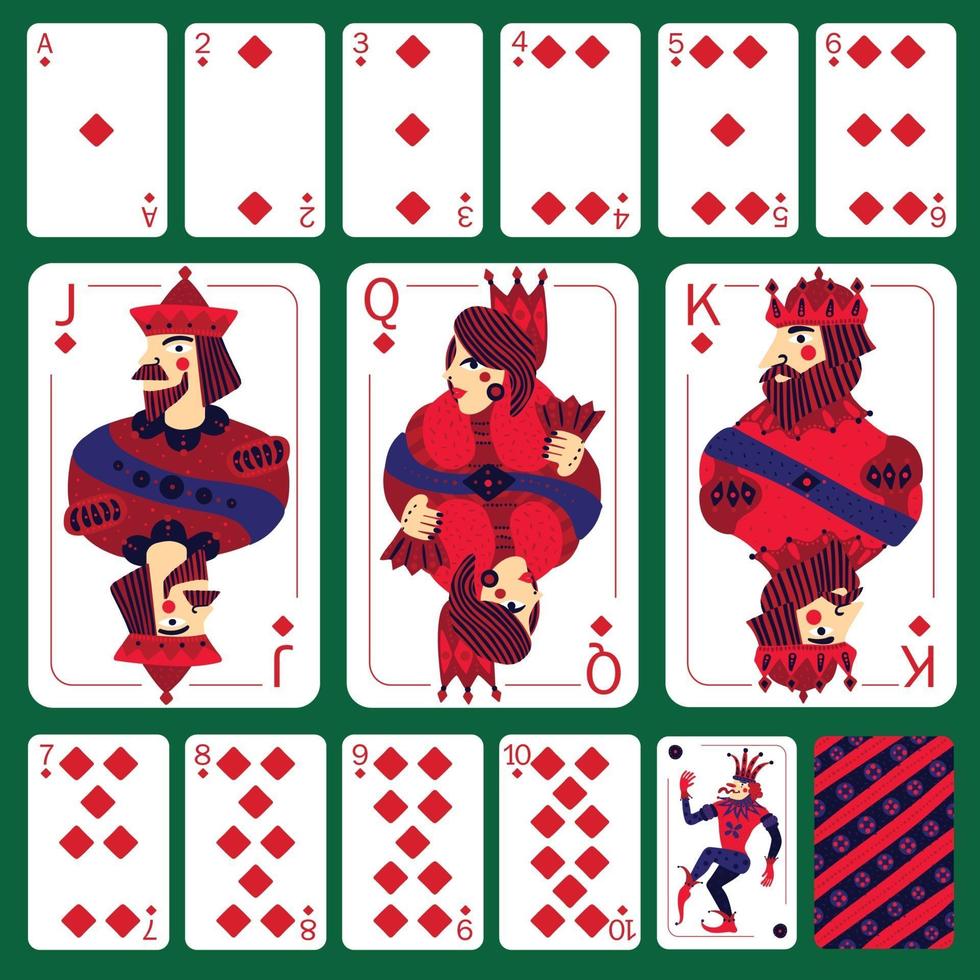 poker carte da gioco diamante vestito set illustrazione vettoriale