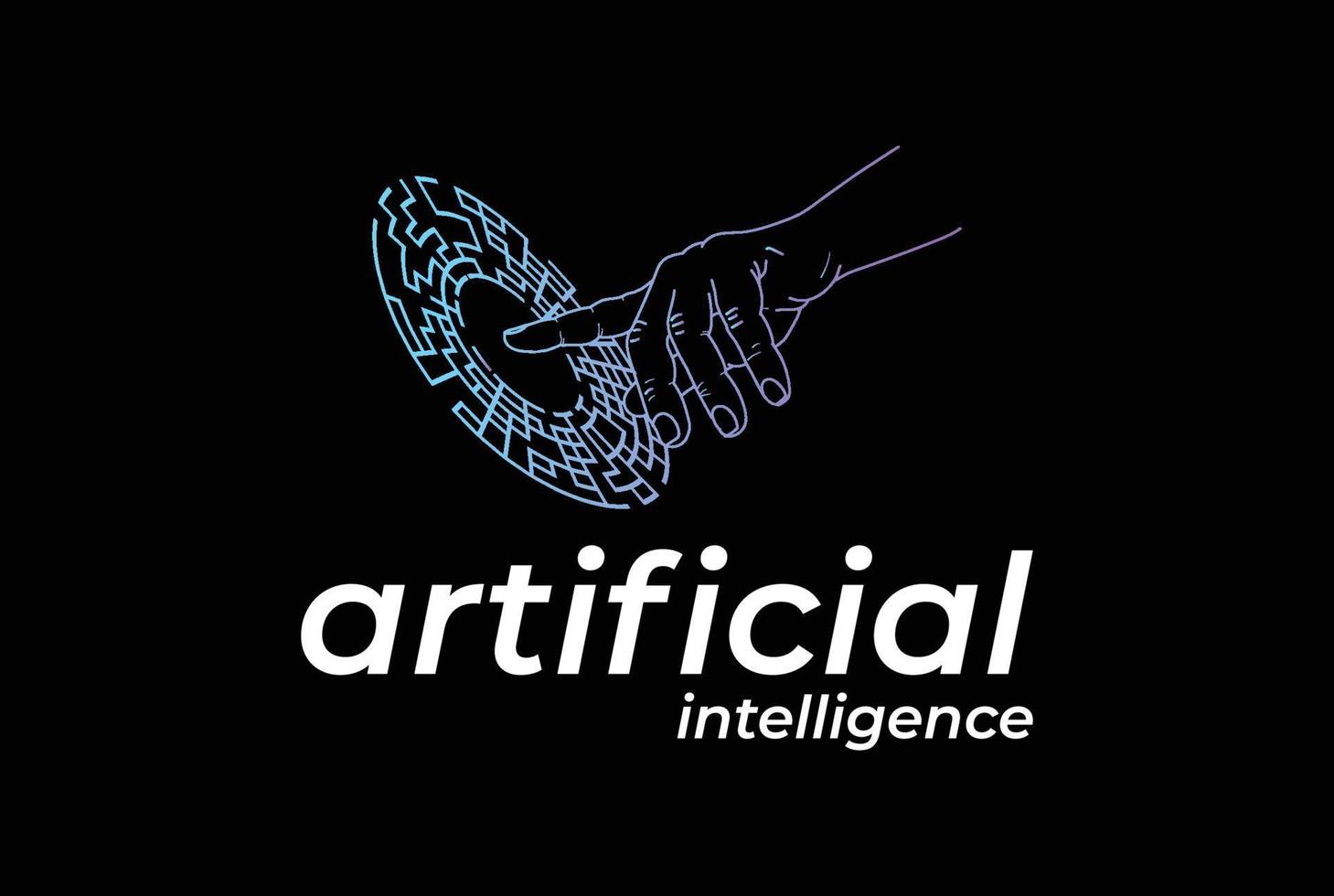 dito mano toccare digitale elettrico elettronico circuito computer per artificiale intelligenza logo design vettore