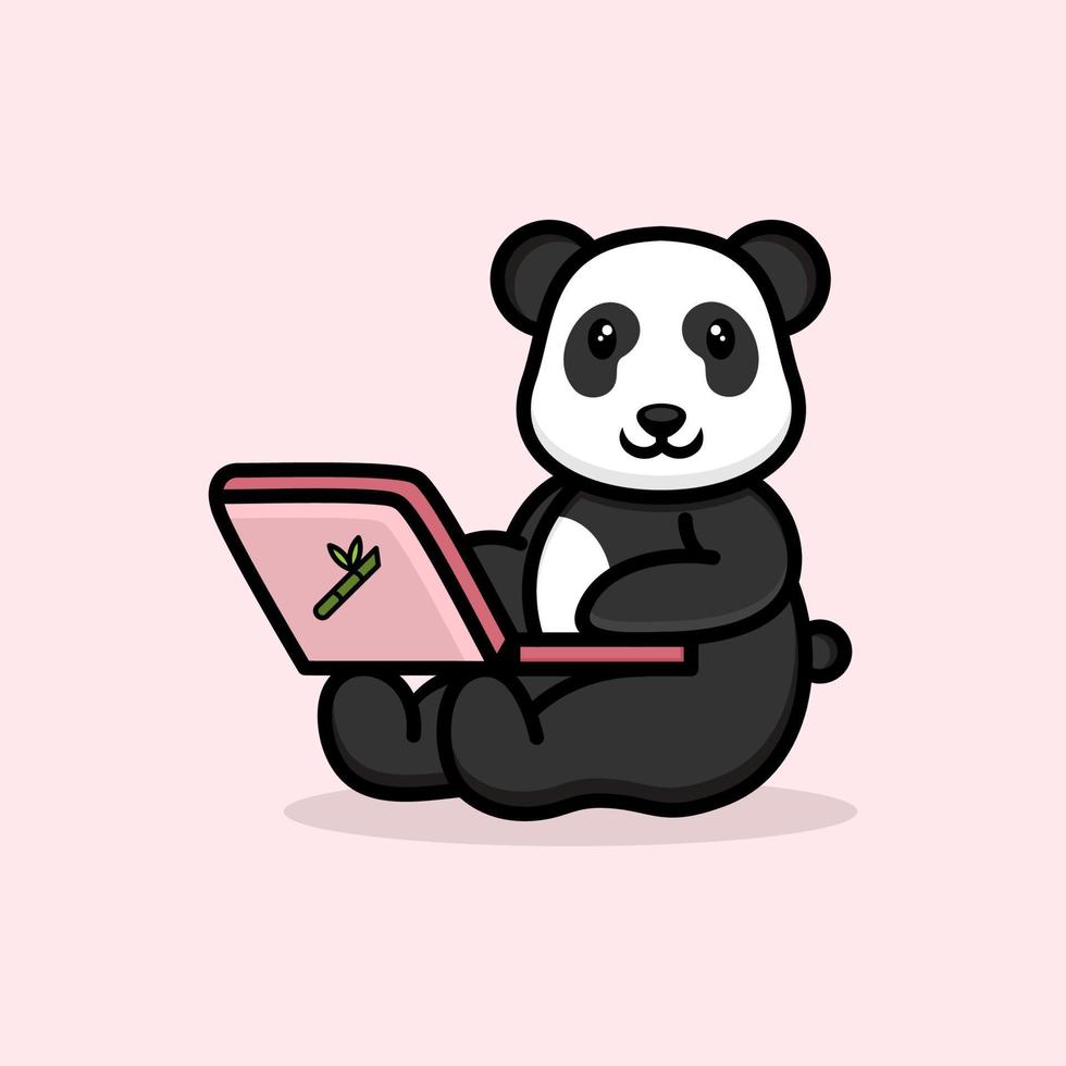 carino giocare panda logo design vettore