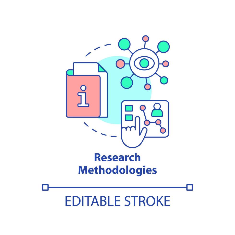 ricerca metodologie concetto icona. apprendimento strategia. vantaggio di Astuccio studia astratto idea magro linea illustrazione. isolato schema disegno. modificabile ictus vettore