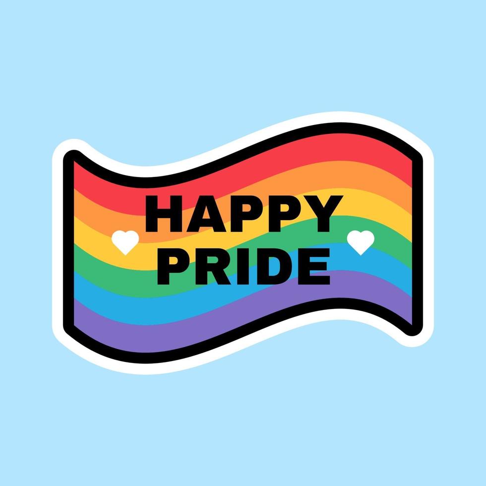 felice mese di orgoglio bandiera arcobaleno segno design vettore