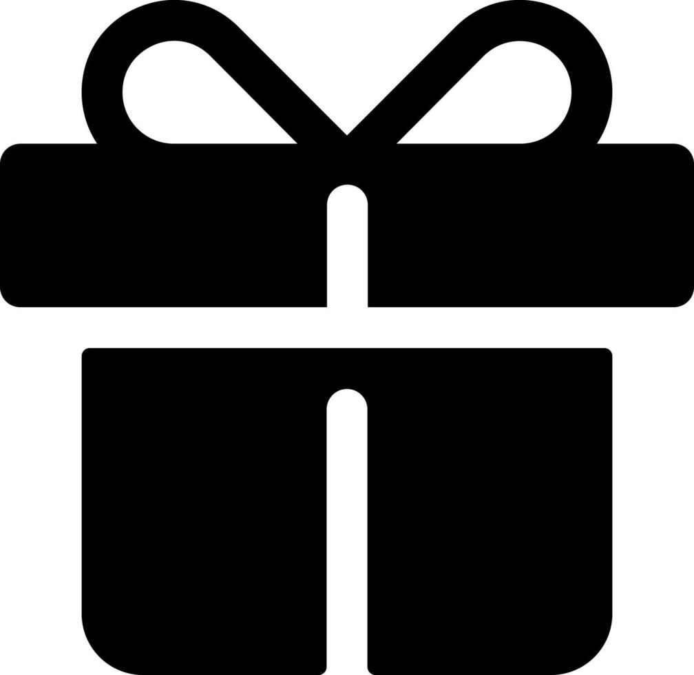 regalo nero glifo ui icona. compleanno e Natale regalo. cliente bonus. utente interfaccia design. silhouette simbolo su bianca spazio. solido pittogramma per ragnatela, mobile. isolato vettore illustrazione