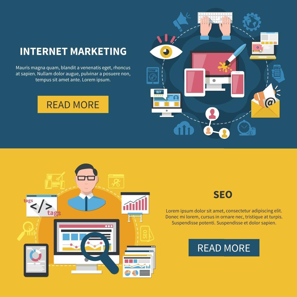 illustrazione di vettore di banner di marketing internet