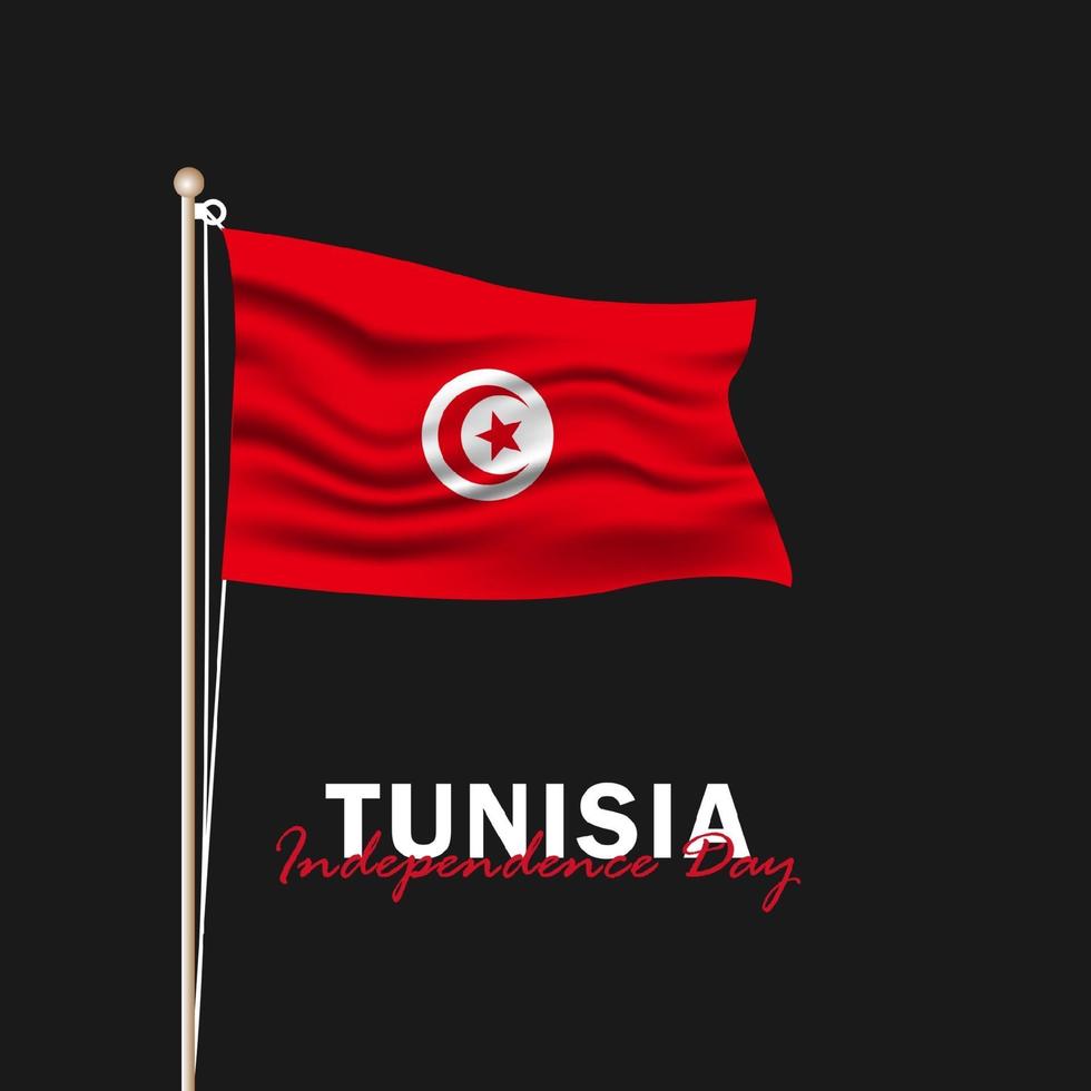 vettore del giorno dell'indipendenza con le bandiere della tunisia.