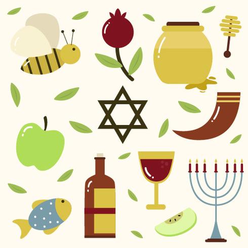 Vettore della raccolta dell'elemento di Rosh Hashanah