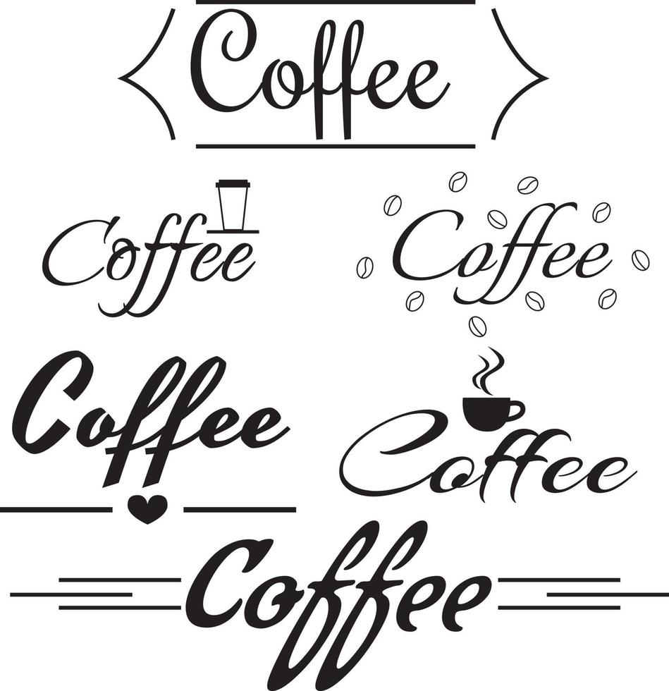 un' impostato di loghi per un' caffè negozio. lettering caffè. alto qualità vettore illustrazione.