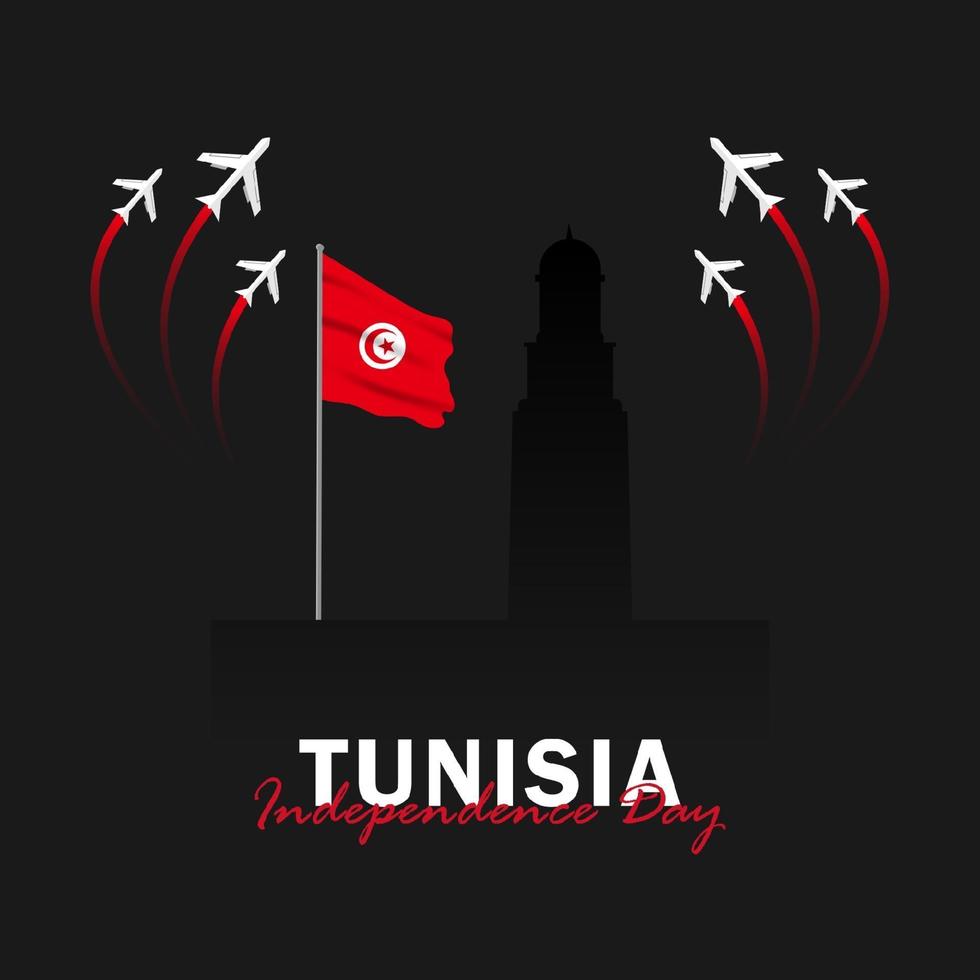 vettore del giorno dell'indipendenza con le bandiere della tunisia.