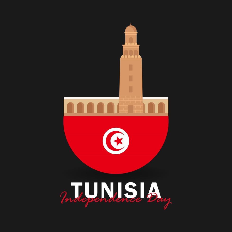 vettore del giorno dell'indipendenza con le bandiere della tunisia.