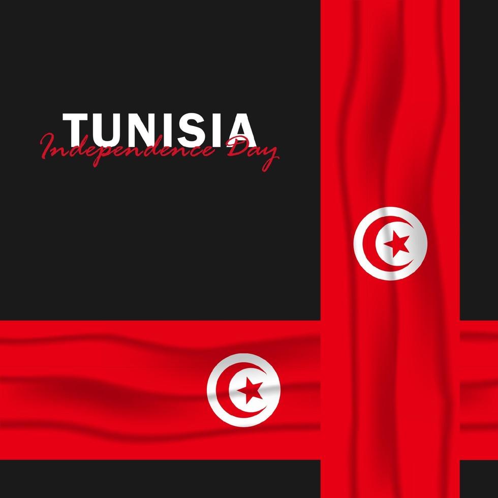 vettore del giorno dell'indipendenza con le bandiere della tunisia.