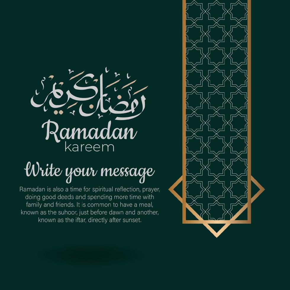 calligrafia araba di ramadan kareem con ornamenti islamici tradizionali. illustrazione vettoriale