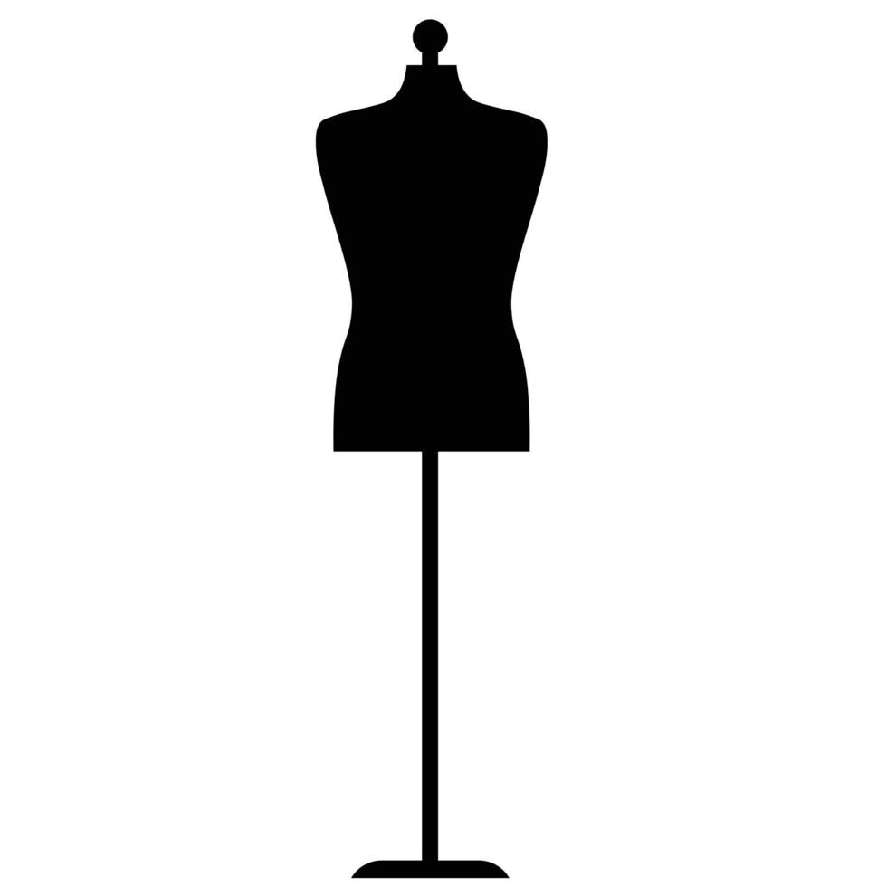 maschio cucire manichino, manichino nero e bianca piatto icona. vestito modulo silhouette vettore illustrazione su bianca sfondo. impostato di cucire concetto. attrezzo per sarti.
