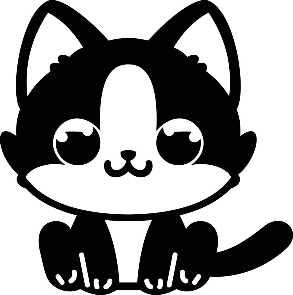 anime nero kawaii gattino vettore