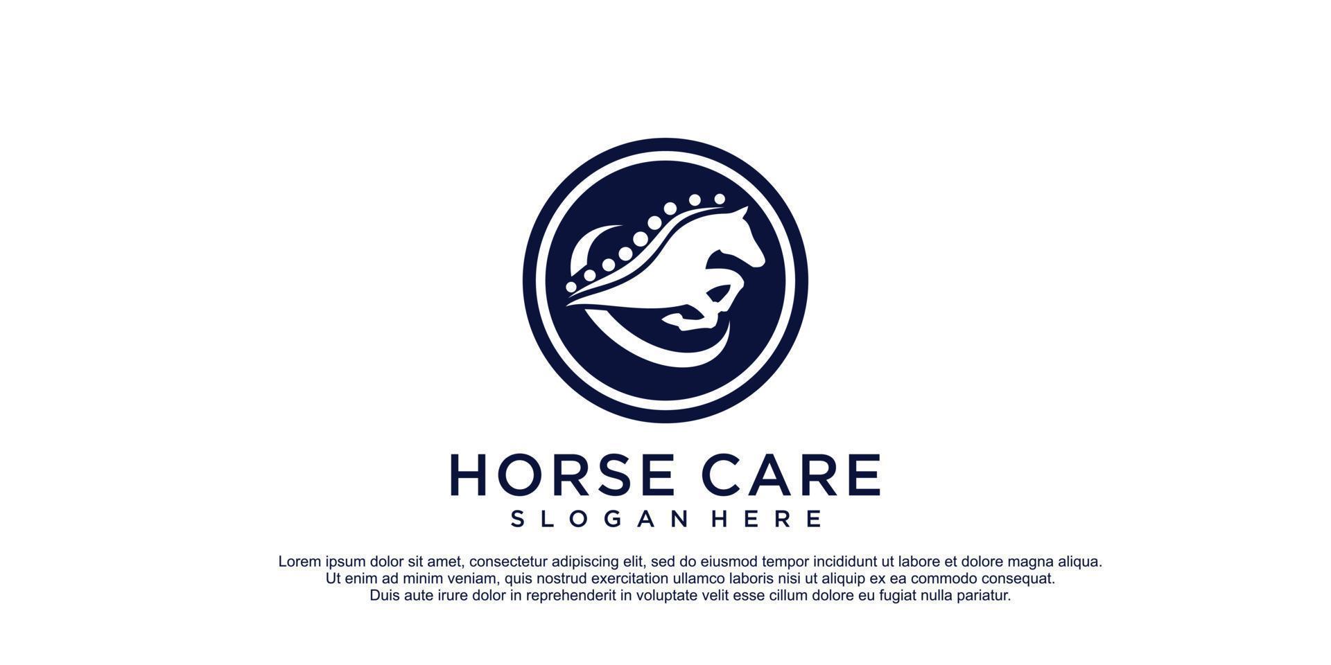 cavallo cura logo con creativo design premio vettore