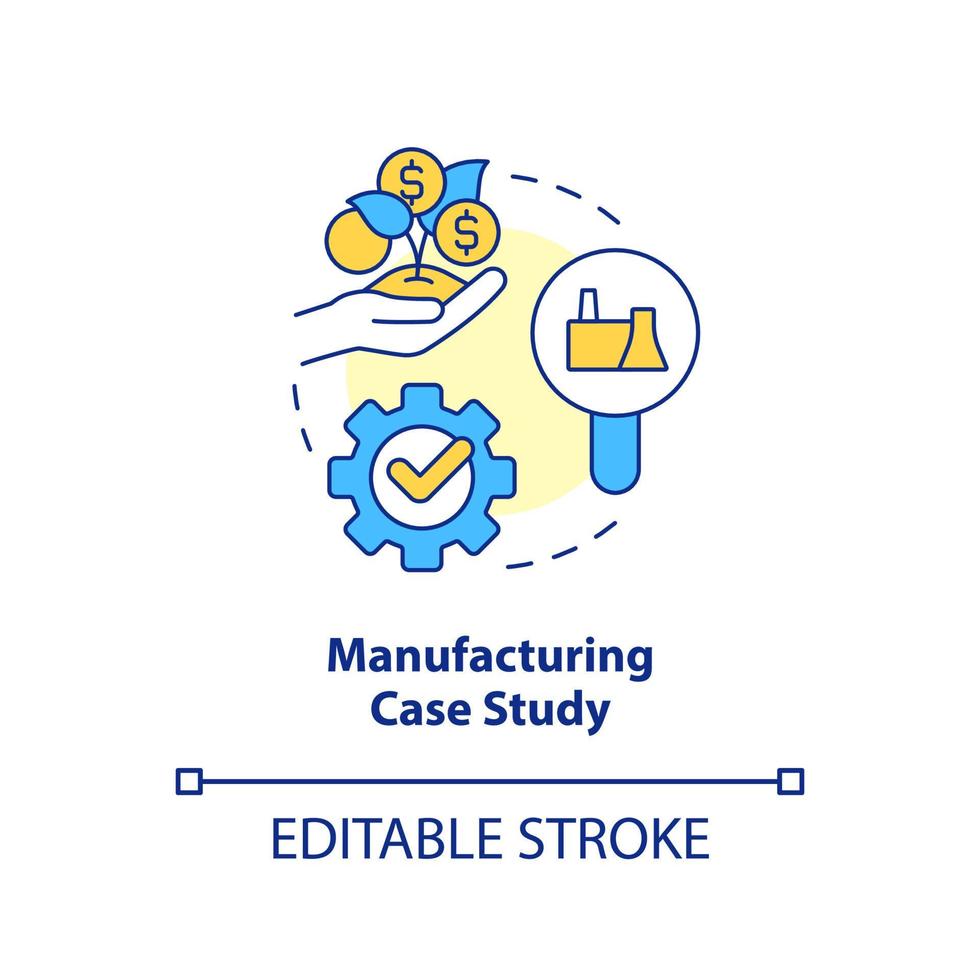 produzione Astuccio studia concetto icona. industriale processi analitica astratto idea magro linea illustrazione. isolato schema disegno. modificabile ictus vettore