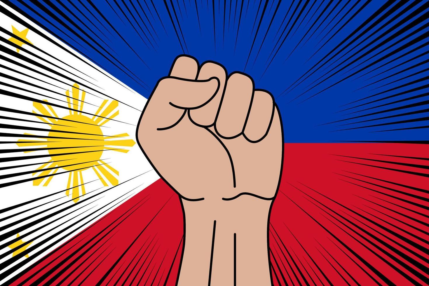 umano cazzotto stretto simbolo su bandiera di Filippine vettore