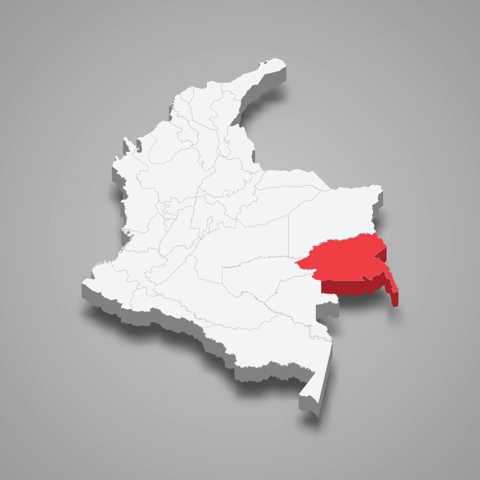 guainia regione Posizione entro Colombia 3d carta geografica vettore