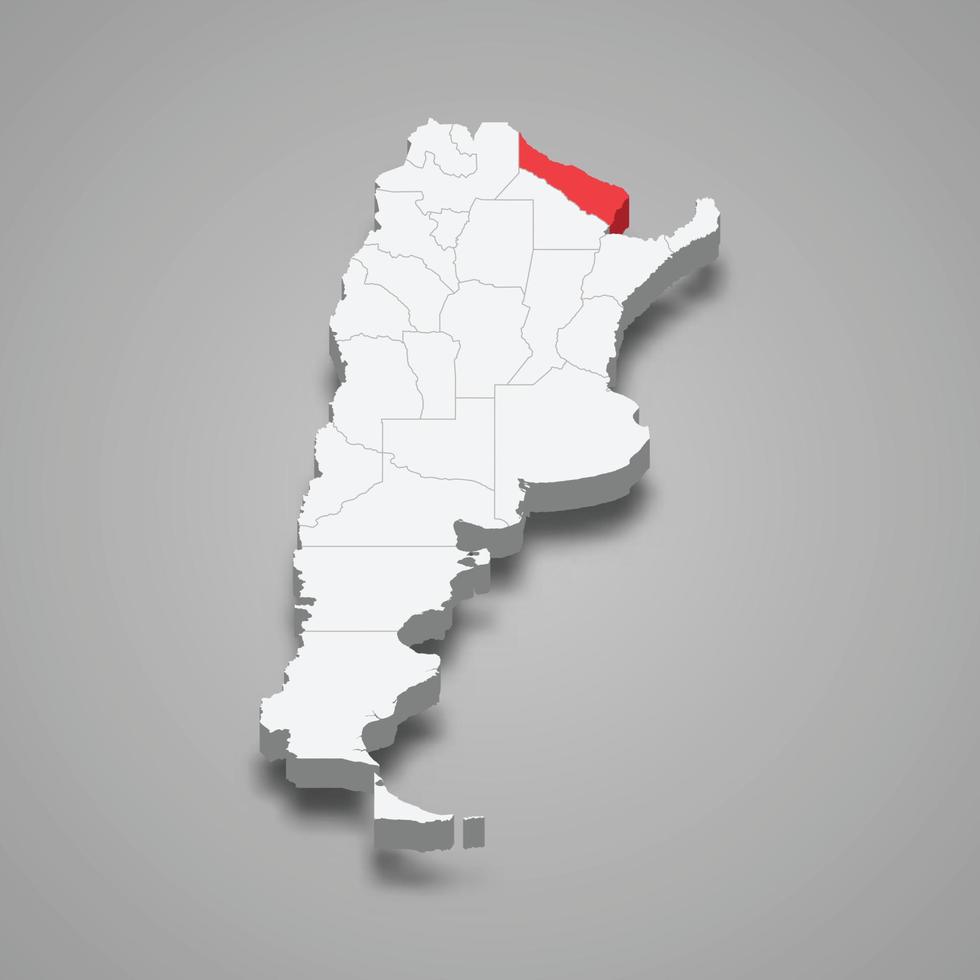 formosa regione Posizione entro argentina 3d carta geografica vettore