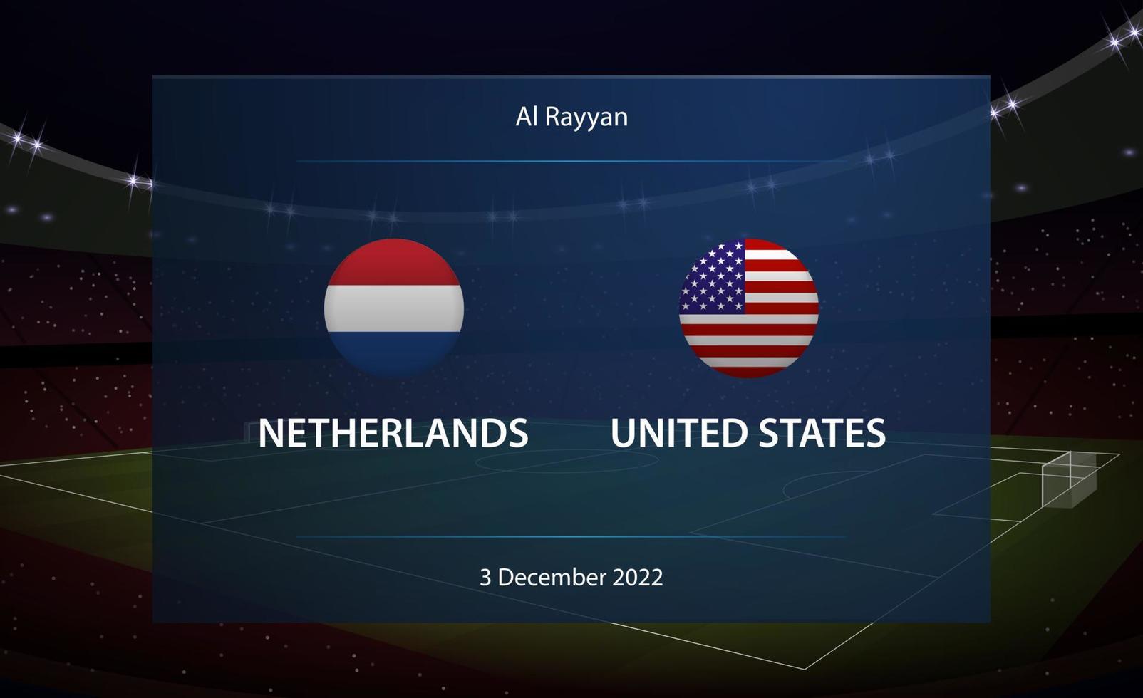 Olanda vs unito stati. calcio tabellone segnapunti trasmissione grafico vettore