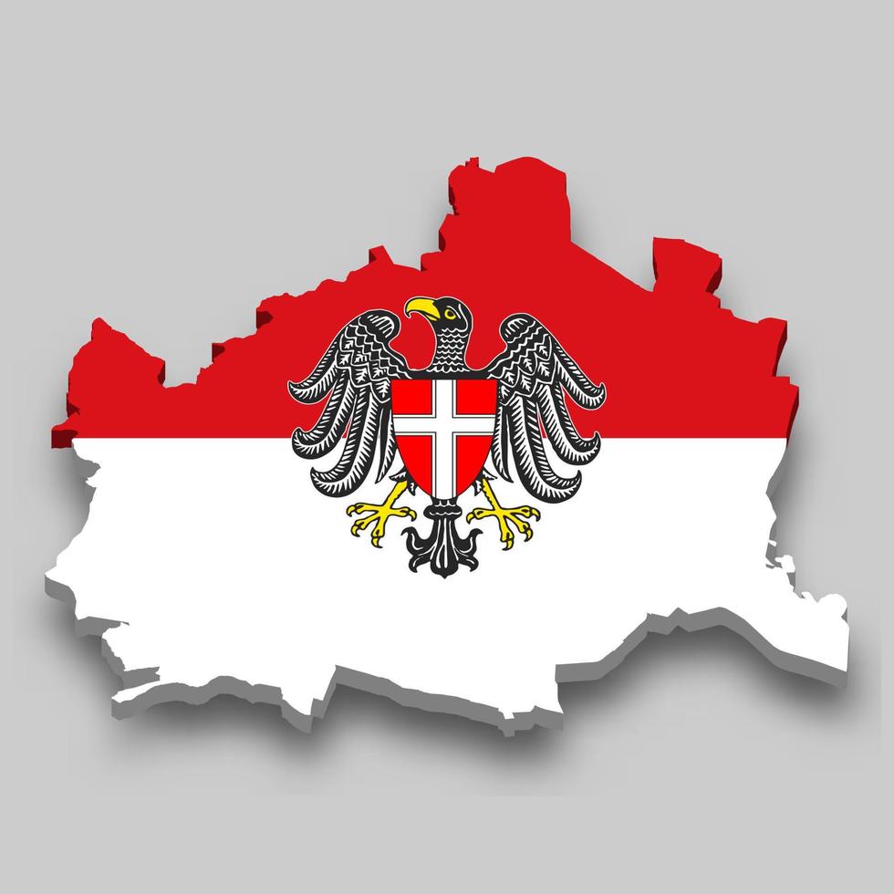 3d isometrico carta geografica di vienna è un' regione di Austria vettore