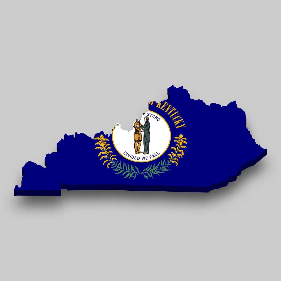 3d isometrico carta geografica di Kentucky è un' stato di unito stati vettore