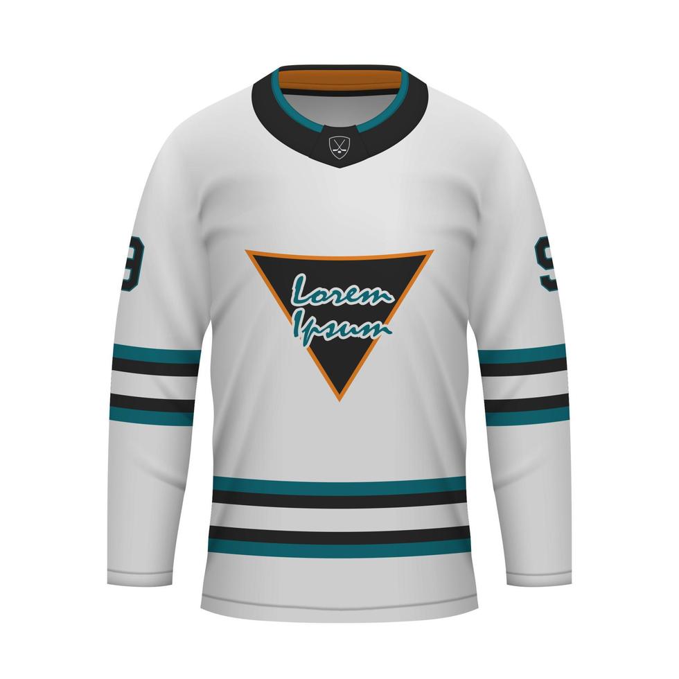 realistico ghiaccio hockey lontano maglia san jose, camicia modello vettore