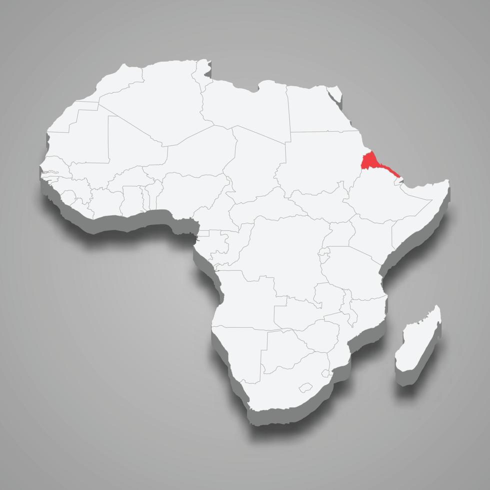 eritrea nazione Posizione entro Africa. 3d carta geografica vettore