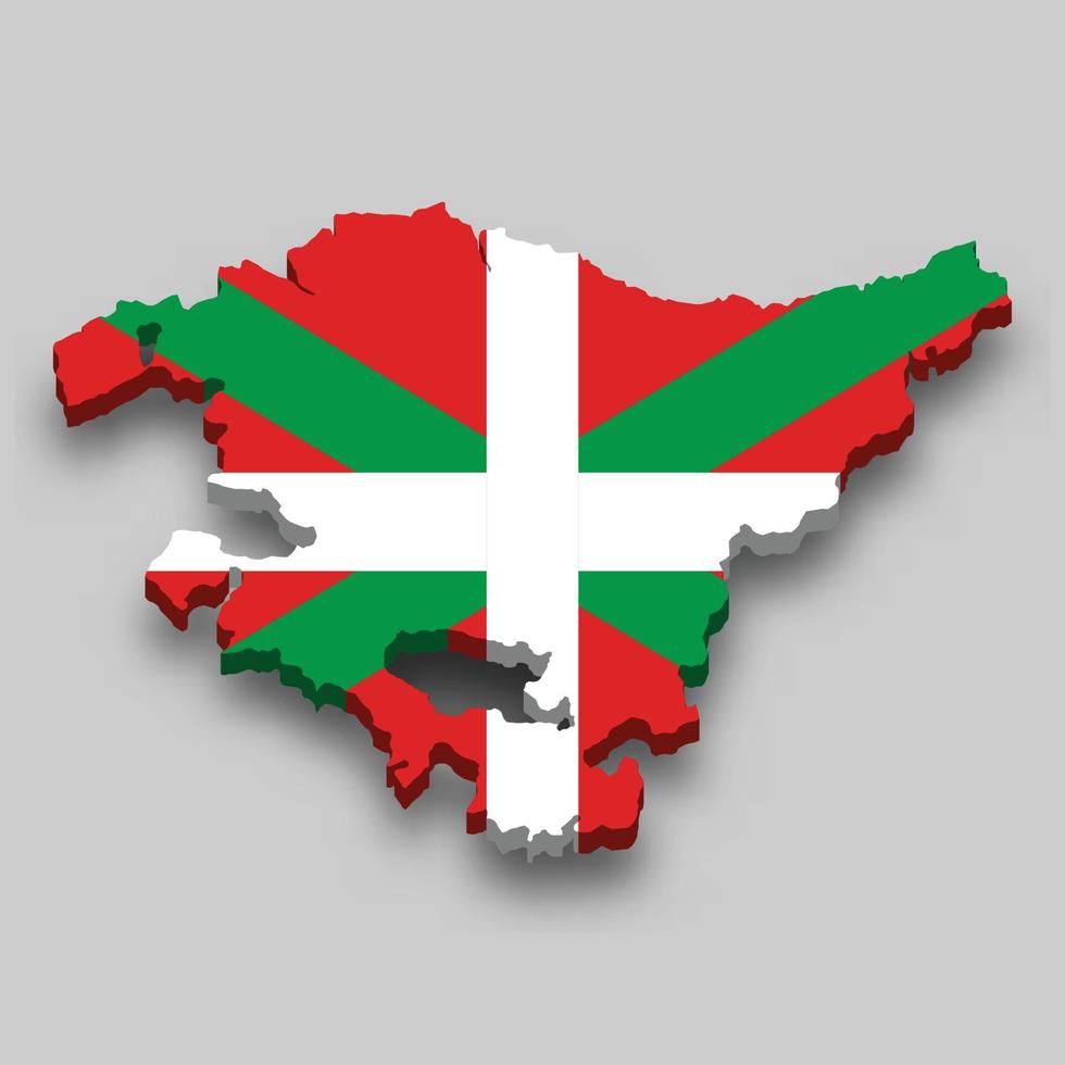 3d isometrico carta geografica di basco nazione è un' regione di Spagna vettore