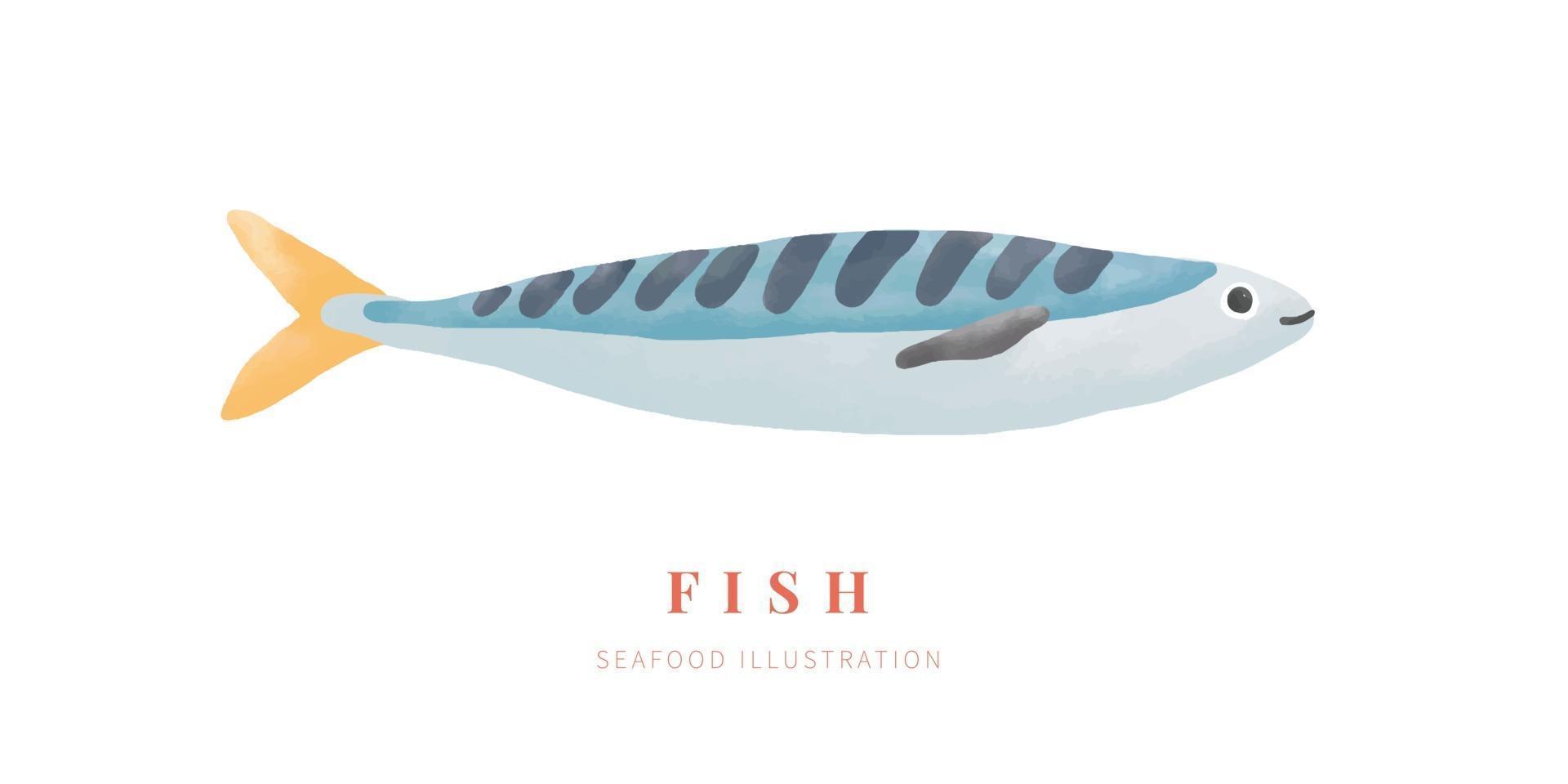 pesce acquerello su sfondo bianco. pittura digitale. illustrazione vettoriale. vettore