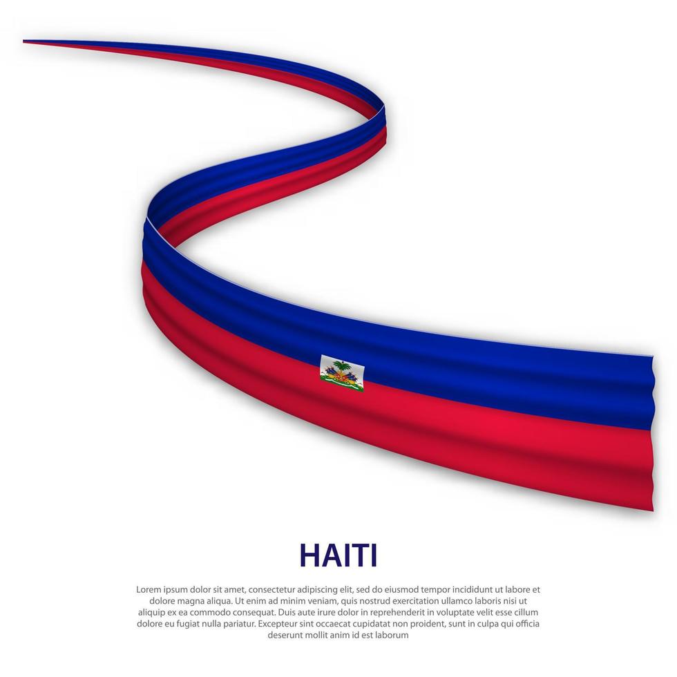 sventolando il nastro o lo striscione con la bandiera di haiti vettore