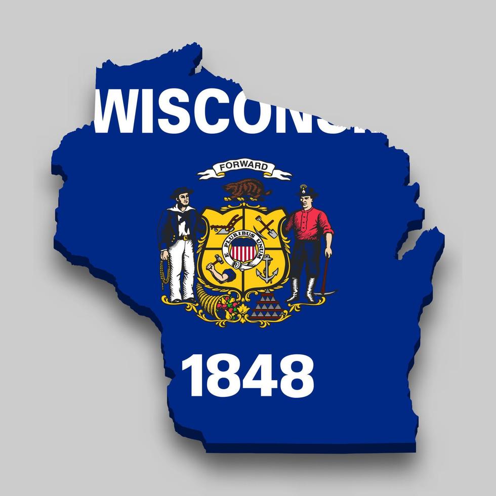 3d isometrico carta geografica di Wisconsin è un' stato di unito stati vettore