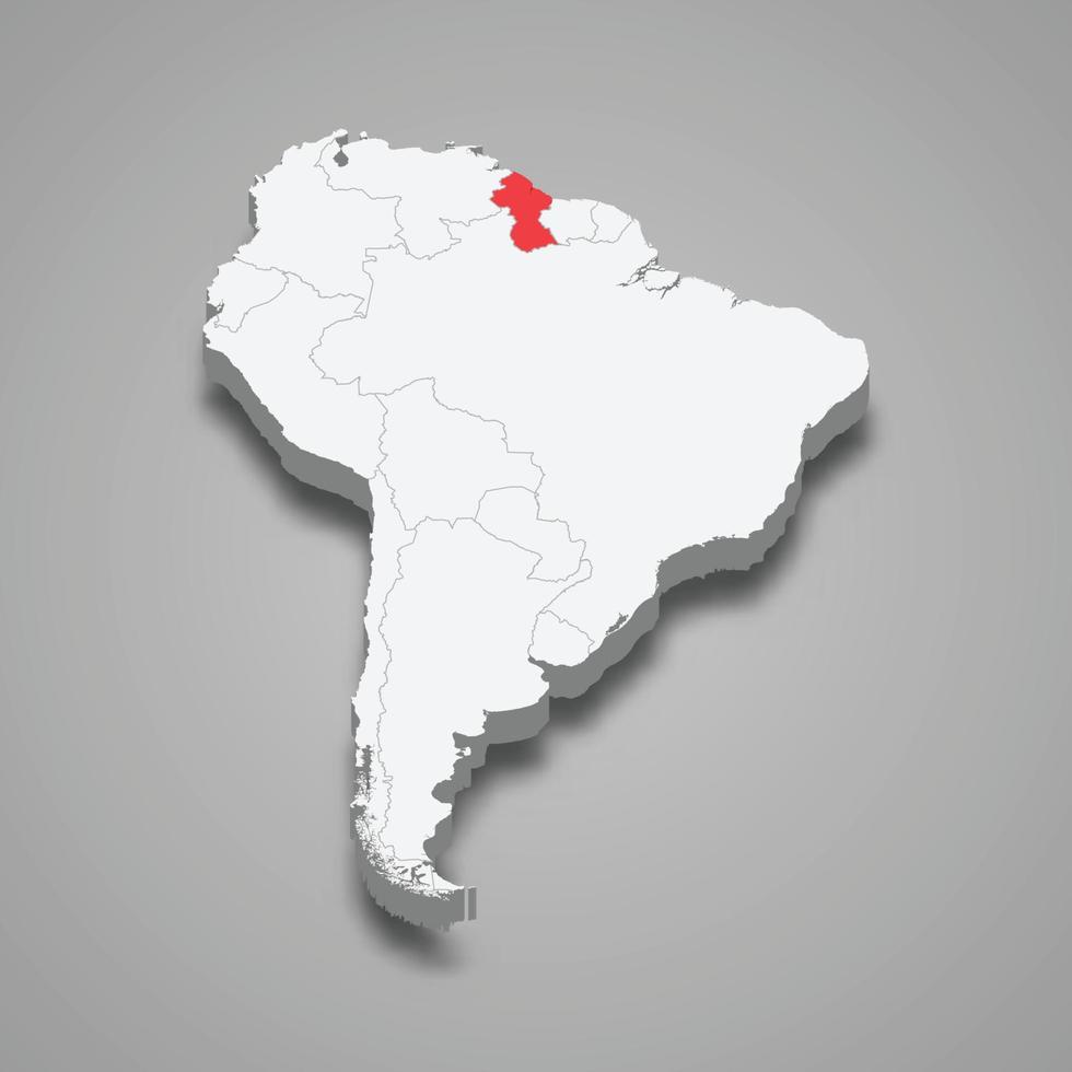 Guyana nazione Posizione entro Sud America. 3d carta geografica vettore