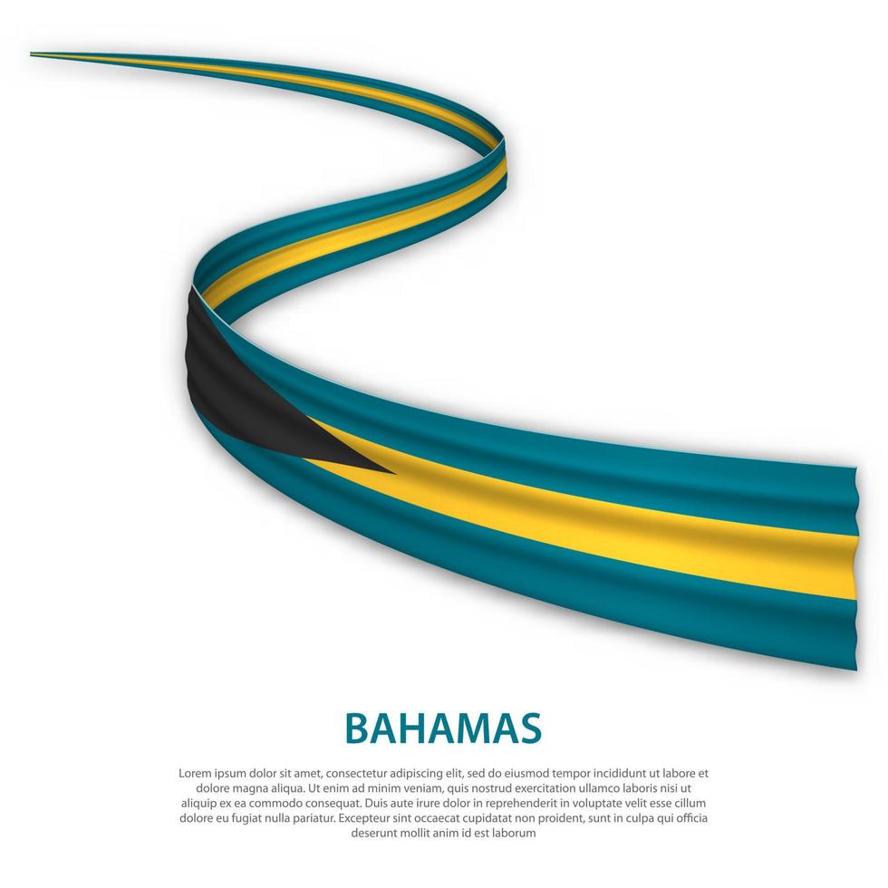 agitando nastro o bandiera con bandiera di Bahamas vettore