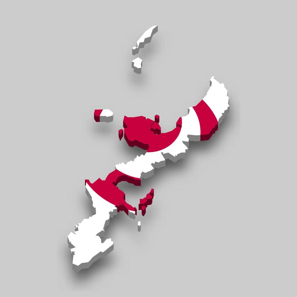 3d isometrico carta geografica di Okinawa è un' prefettura di Giappone vettore