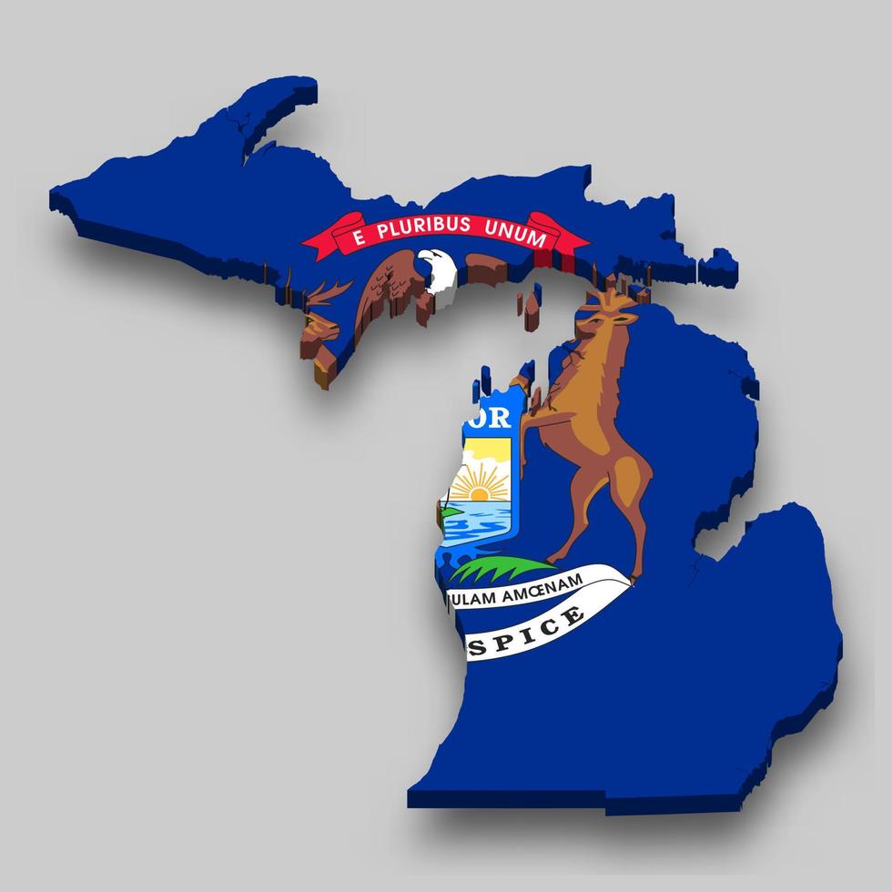 3d isometrico carta geografica di Michigan è un' stato di unito stati vettore