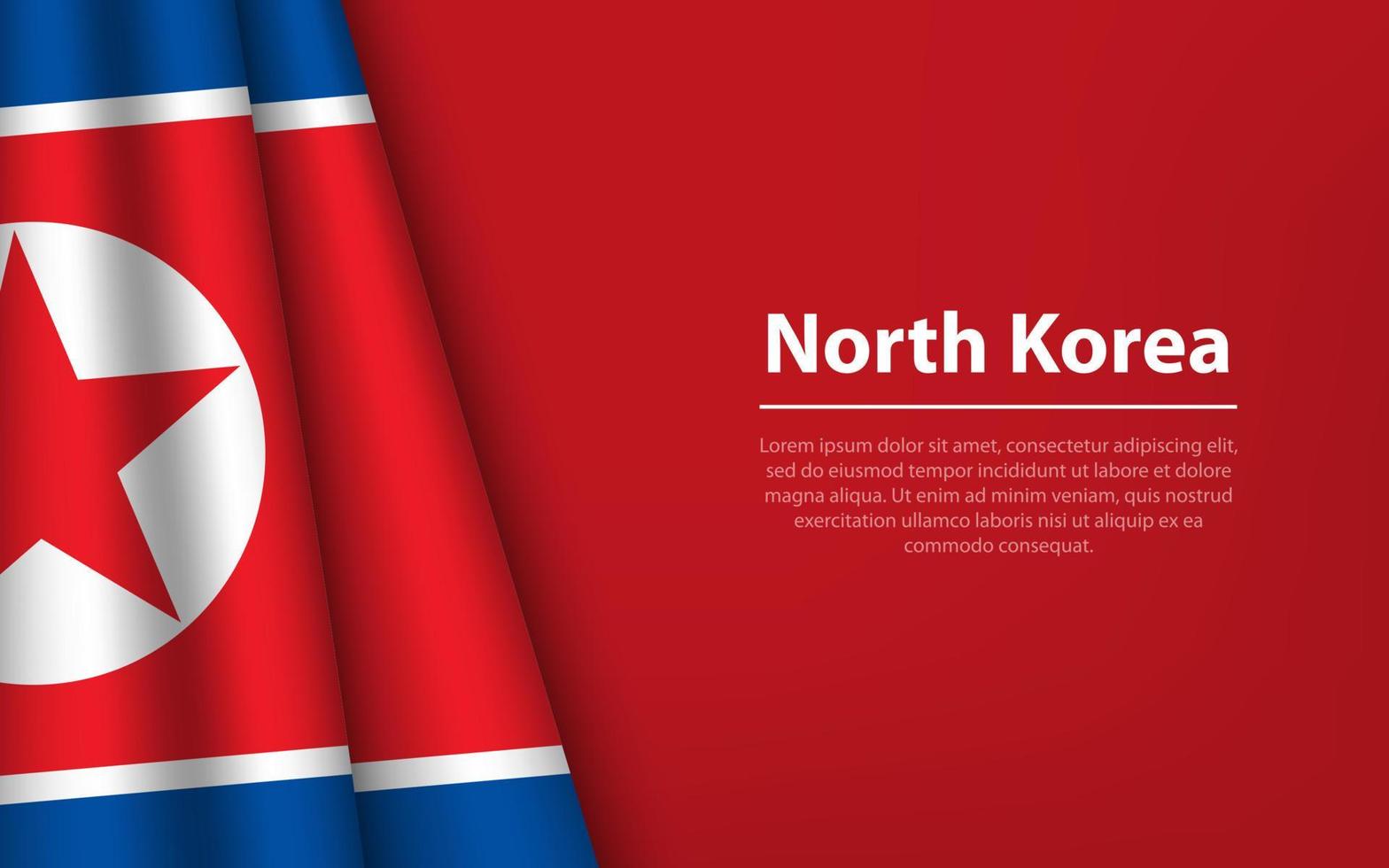 onda bandiera di nord Corea con copyspace sfondo. vettore