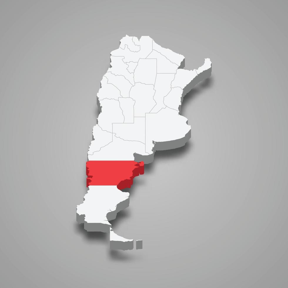 chubut regione Posizione entro argentina 3d carta geografica vettore