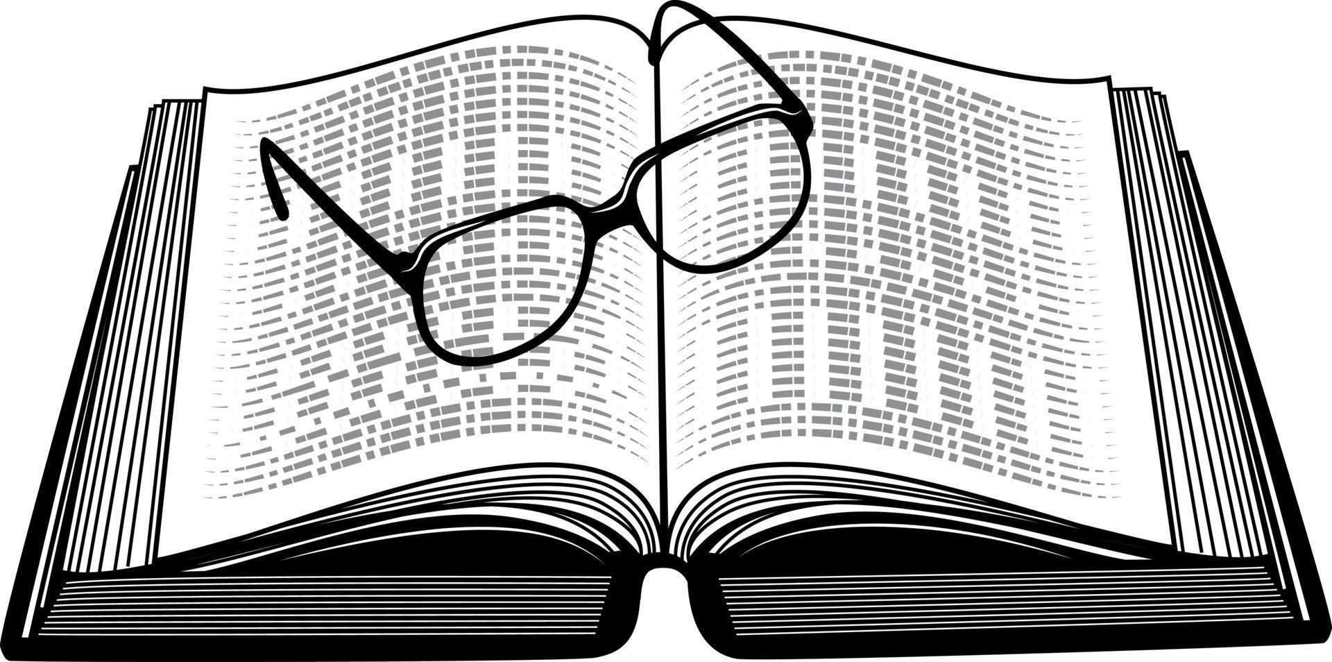 vettore Immagine di lettura bicchieri su un' libro