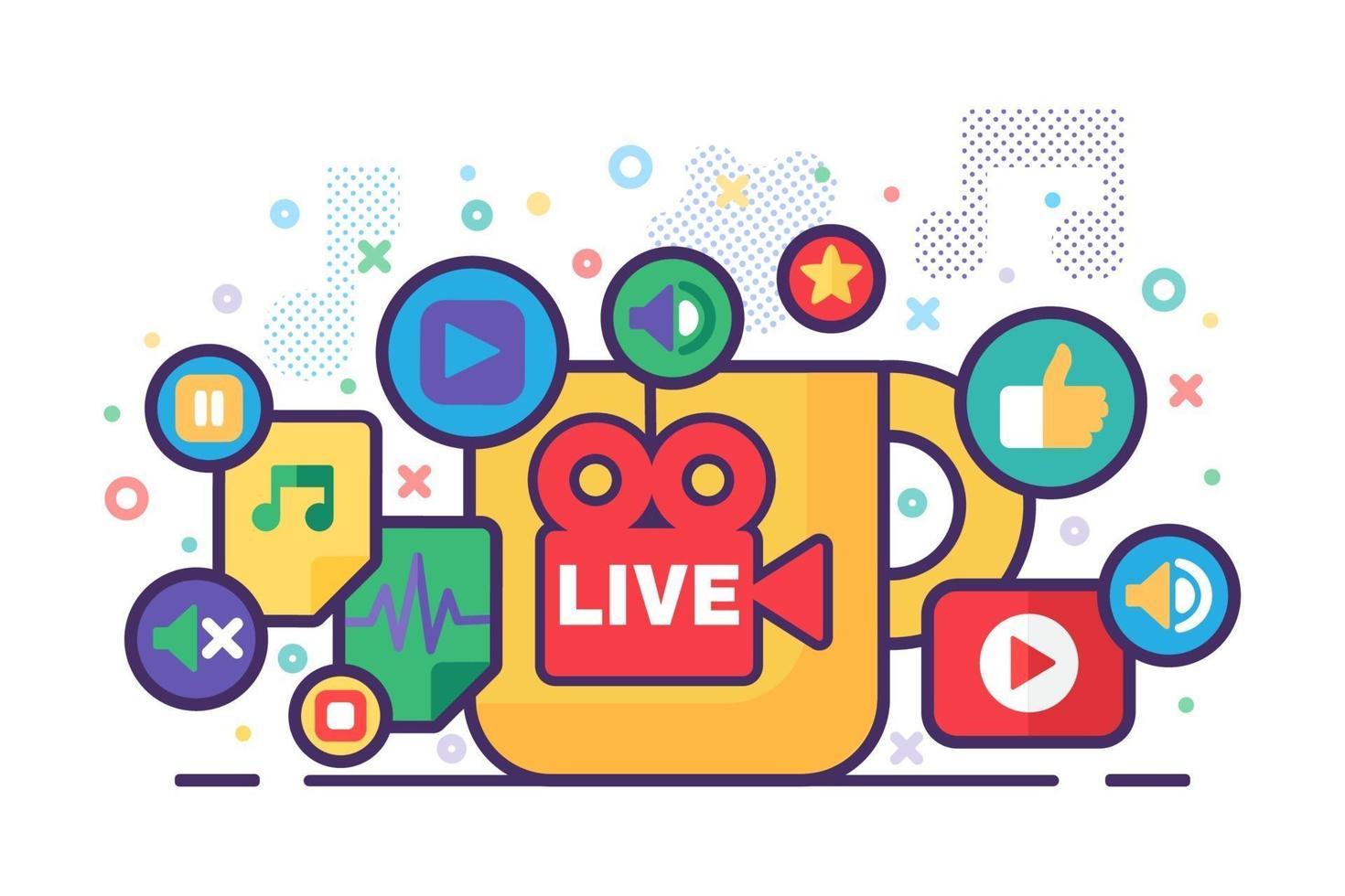 illustrazione del concetto di produzione live streaming vettore